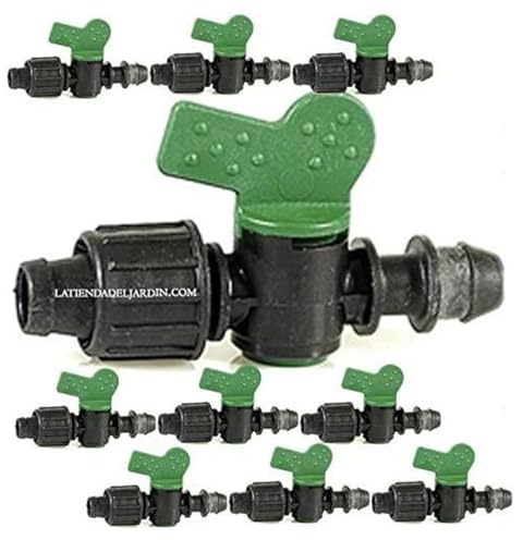 Suinga Pack 50 Llaves de Paso 16mm para Sistema de Riego Goteo | Válvulas de Control de Agua para Toma de Riego Agrícola, negro