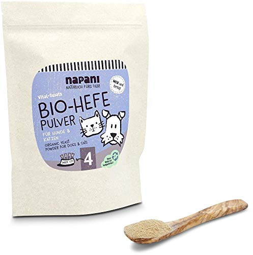 napani Bio-Hefepulver für Hunde & Katzen, Bio Mineralstoffe, fördert die Darmflora, das Immunsystem und die Zellabwehr, Ergänzungsfuttermittel für Hunde, 1 x 500g