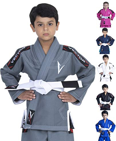Brazilian BJJ Gi Jiu Jitsu Gi for child kids Grappling gi Uniform Kimonos Ultra Light & Durable Pants Trouser & Jackets Pre-shrunk Pearl Weave 100% Cotton Fabric Attila Series + Free Belt