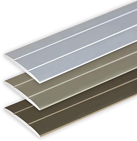 Toolerando Übergangsprofil Übergangsleiste Bodenleiste aus Aluminium Selbstklebend, Profil 90 cm x 36 mm x 2,5 mm, Silber