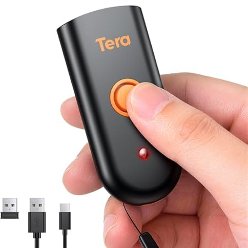 Tera Mini 1D 2D QR Bluetooth Barcode Scanner Wireless Portable 1D USB Wired Bar Code Reader 3 in 1 2.4G Wireless & USB Wired & Bluetooth Pocket Barcode Reader 1200