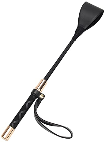 Zhichengbosi Reitgerte aus Kunstleder, mit rutschfestem Gel-Griff, 30 cm, Schwarz