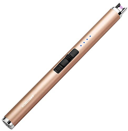 ARECTECH Accendino elettrico ricaricabile Accendini al plasma ad arco per candela cucina campeggio tipo-c champagne oro