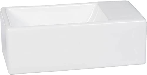 Saqu Waschbecken ohne Armaturloch 30,5x18x11 cm - Weiß - Waschbecken für Unterschrank, Waschtisch für Gäste WC