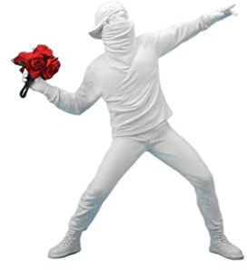 Taxually Scultura Moderna Design, Statua Banksy in Resina Ragazzo Lancio di Fiori Statuette Decorative Casa Moderne Creativa Figura Ornamento per Soggiorno Ufficio