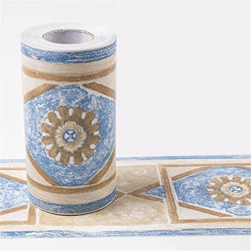 Guest Ruyunlai Bordi per Carta da Parati autoadesivi 10cm X 1000cm,Rimovibili Bordo per carta da parati per Cucina Bagno, Bordo adesivo Impermeabile fiore europeo moderno