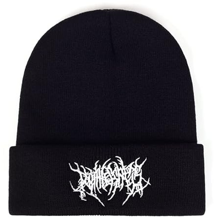 Gothic Beanie Mützen für Damen Herren Grunge Emo Zubehör Harajuku Y2k Punk Streetwear Winter Warm Hat Gestrickte Weiche Mütze