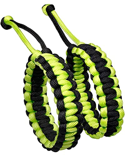 XHUUU 2PCS Paracord Bracelets Rope Braided Outdoor Survival Bracelet for Men Women Distance Matching Friendship Unisex Adjustable (Green)
