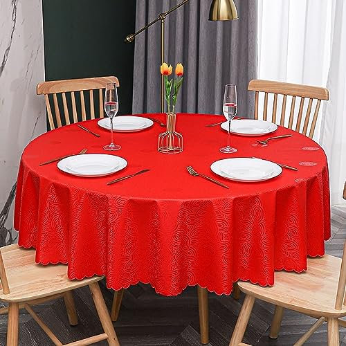 XQSSB Tischdecke Tischwäsche Tischtücher Wasserabweisend Anti Hot Scratch Tischdecke Wachstuchdecke D Rot Runder Durchmesser 320cm