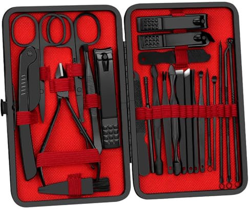 Set da 15 pezzi tagliaunghie professionale acciaio inossidabile nero piedi set per manicure forbicine per unghie uomini e donne