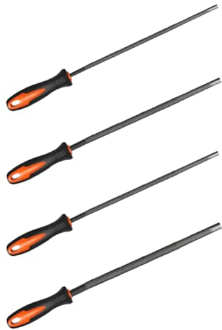 GXGM Limes 4 pièces, Support de scie à chaîne, Mini Lime, Lime à Cheval pour tronçonneuse, Lime avec poignée, Disponible en 3,2 mm, 4,0 mm, 4,8 mm, 5,2 mm, adaptée à la tronçonneuse DIY