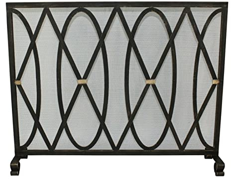 Kaminschirme, geometrischer Kaminschirm – Netzrückseite – brünierter Gold-Kaminschirm, Flache Kaminschirme, dekorativ