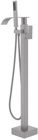 BiaoTeng Badewannenarmatur FüR Freistehende Badewanne Wasserfall grau Einhebelmischer Mit G1/2 Schlauch 360° Drehung Wannenarmatur Freistehend, grau