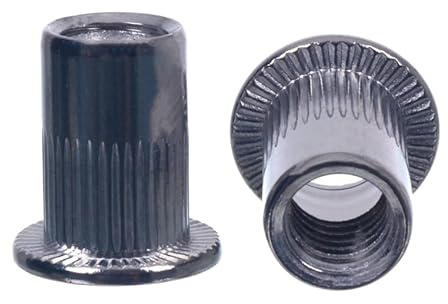 NAJDER Nietmutter aus Edelstahl mit gezahntem Bund, M8 x 16 mm, Blindnietmuttern, Gewindenieten Senkkopf-Nietmuttern, Flachkopf Nietmuttern, A2-AISI 304 (100 Stücke)
