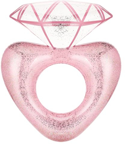 MoKo Anello da Nuoto, Galleggiante del Diamante Glitterato Oro Rosa, Materiale PVC Spesso, Accessori per Decorazioni di Festa Lago Spiaggia, Galleggianti Divertenti di Acqua per Adulti