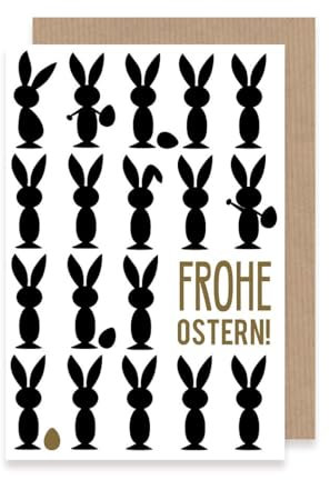 Ostern Karte Grußkarte Osterhasen Goldenes Ei 16x11cm