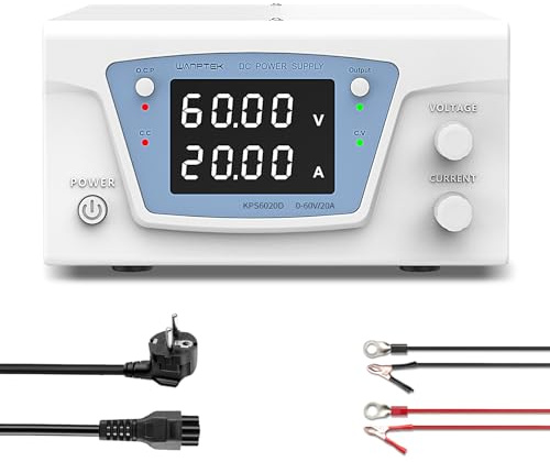 WANPTEK POWER Fuente de Alimentacion Regulable Regulable 60V 20A 1200W, Fuente de Alimentación Laboratorio de Alta Potencia con Protección OCP/Pulsadores de Salida/Controlador Codificador