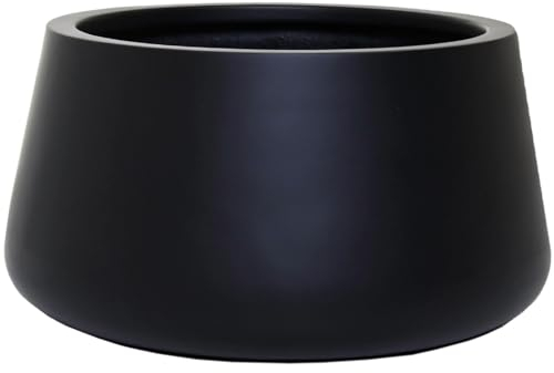 VIVANNO Pflanzentopf Pflanzkübel Fiberglas Gordo 29x45 cm Frostsicher - Blumentopf Bauchig Rund Schwarz Matt Groß Außen, Innen