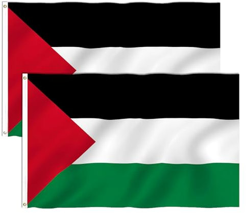 2 Pezzi 90 X 150 cm Bandiere Palestina con Anelli Durevole.Bandiera Palestinese.Palestinian Flag per Festival o Attività Politiche.Bandiera Resistente alle Intemperie