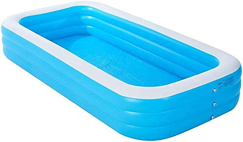 Suuim Piscina Rectangular Inflable Gruesa de PVC Azul y Blanco para Toda la Familia