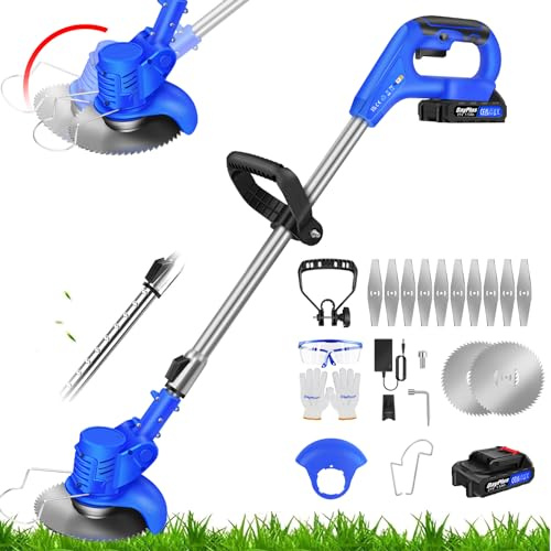 ZanGe Tagliabordi a Batteria da 21 V, Batteria da 1500 mAh e Caricabatterie Inclusi, Tagliaerba Elettrico, Affilabordi con Albero Telescopico, Attrezzo da Prato per Giardino e Cortile