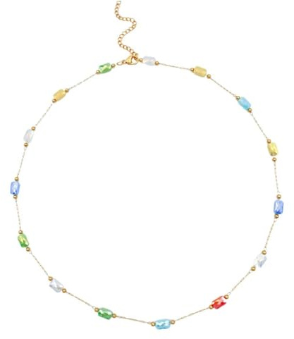 Perlen Titan Stahl, Kette Damen Frauen Gold Silber Halskette mit Süßwasserperlen Mädchen Teenager Farbe Choker Kette für Freundin Strang Hochzeit Abschlussball Braut Perlen Modeschmuck Geschenke