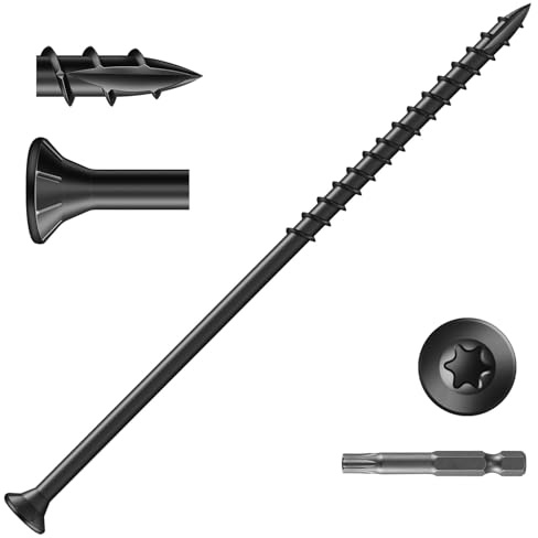 Dayalo 50 Stück Holzschrauben Torx 4,8 x 125mm, Spanplattenschrauben, Holzschrauben Schwarz, Holzbauschrauben, Senkkopfschrauben Holz, Universalschraube, Teilgewinde, mit Bit