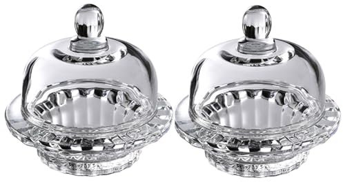 bainuote Dessertschale Glas Dessertgläser 2er Glasschalen Set Schalen Dessertschale Transparent 140ml Eisschalen mit Deckel