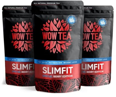 WOW TEA Berry SlimFit Tee: Ganz natürliches 21-Tage-Programm für ein gesünderes, schlankeres Ich (3er-Pack, Beere)