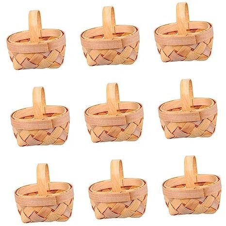 Cabilock 4 Juegos Cesta Tejida Cestas Plegable Contenedores Canasta De Juguetes Equipo Manejar Mini Pequeña Canasta Artificial Estantes Cadenas Cubo Panera De Alambre De Madera 9 Uds * 4