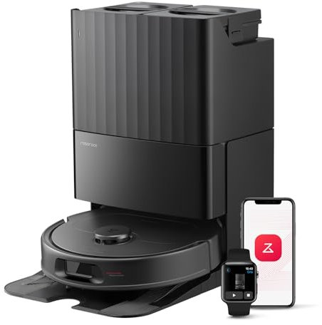 roborock QV 35S Robot Aspirapolvere, 10.000Pa, Antigroviglio, Panno Sollevabile, Autolavaggio, Asciugatura ad Aria, Stazione Tutto in Uno, Evitare Ostacoli, Strategie Pulizia dei Tappeti, Nero