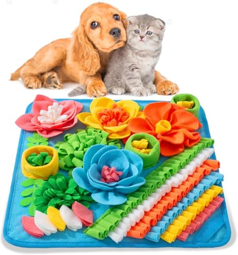 Schnüffelmatte für Hunde, Langsame Fütterungsmatte für kleine Haustiere, Katzen & Kaninchen, Stressabbau & Trainingshilfe, Stimuliert die Futtersuche Ihres Haustieres (Blau)