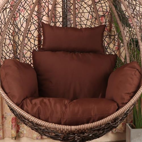 PPGE Home Swing Chair Cushion, Washable Swing Chair Cushion, Thicken Patio Hanging Egg Chair Pads Cushion for Garden Hanging Basket Chair Seat (Only Cushion)(Color:Brown)