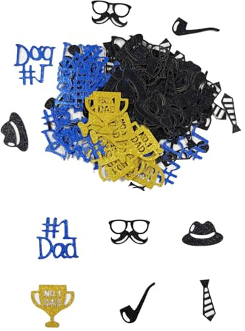 100 pezzi festa del papà decorazioni da tavolo coriandoli, migliore papà tavolo spargere nero blu oro glitter cappello trofeo barba occhiali cravatta tubo coriandoli papà festa di compleanno forniture