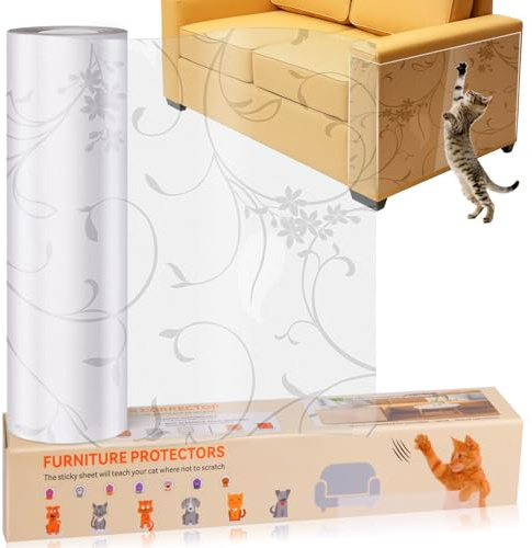 Kratzfolie Katzen Selbstklebend 30cm x 5m Kratzschutz Sofa Katze Transparent Kratzschutz Katze Matt Kratz Schutz Wand Kratzschutzfolie für Sofa Couch Wand Tür und Möbel Schutz Tape