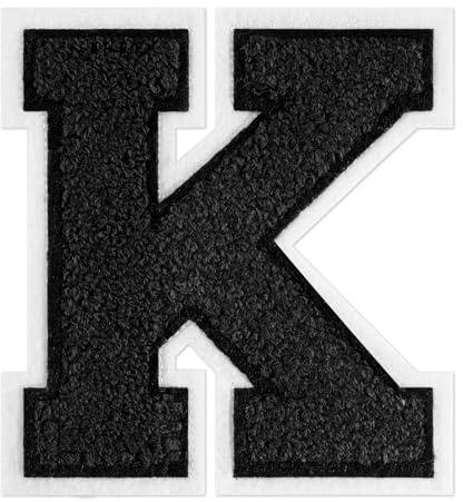 QianSiLi Buchstaben Zum Aufbügeln, Bügelflicken Schwarz Patches Zum Aufbügeln Für Hut Jacke Jeans Rucksäcke DIY Dekoration (11,45cm,Schwarz,K)