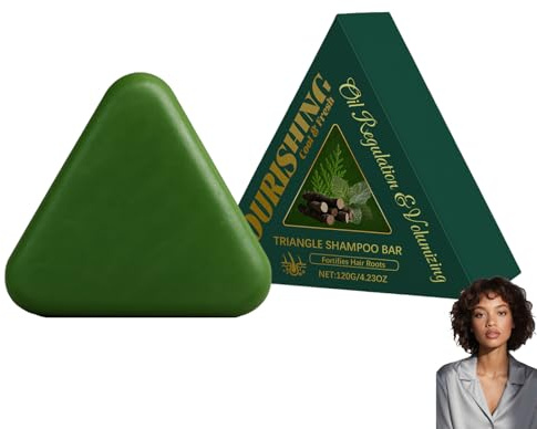 Barre de shampooing triangulaire naturelle – Barres de shampooing au savon vert aux extraits de plantes, shampooing solide apaisant et nourrissant pour femmes et hommes, renforce tous les types de