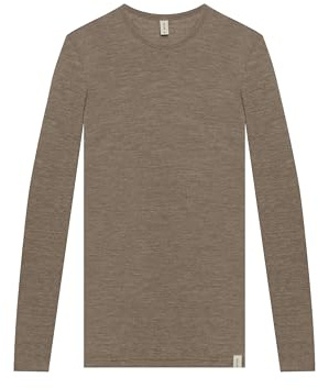 Dilling Damen Merinowolle Langarmshirt hoher Rundhals Baselayer temperaturregulierend atmungsaktiv - Braun meliert 42