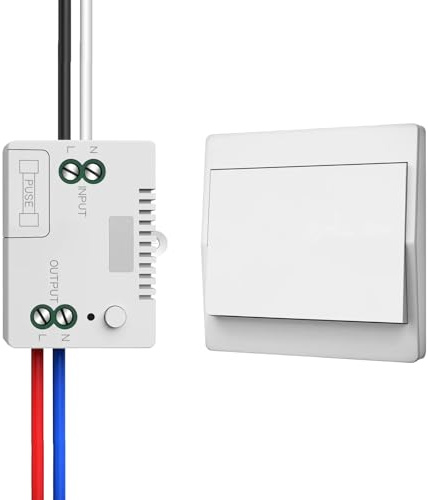 Funk-Lichtschalter 230V Set, Selbstversorgender Funkschalter ohne Batterie, Wasserdichter Wandschalter mit Fernbedienung, Einfache Installation, Reichweite bis 200 m (1 Empfänger & 1 Schalttafel)