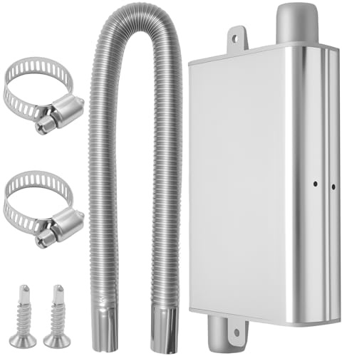 Ollanoos Car Muffler with 60cm Exhaust Hose, Auxiliary Heater Accessories for Auto Parking, Stainless Steel Silencer with 2 Clamps for Diesel Air Vent Heating