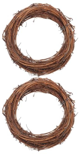 BESPORTBLE Guirlande de 2 Couronnes de Vigne Naturelle Tressée à la Main Décoration Murale Rustique en Rotin pour Porte Base Artisanale Polyvalente pour Noël Mariage Automne et Loisirs