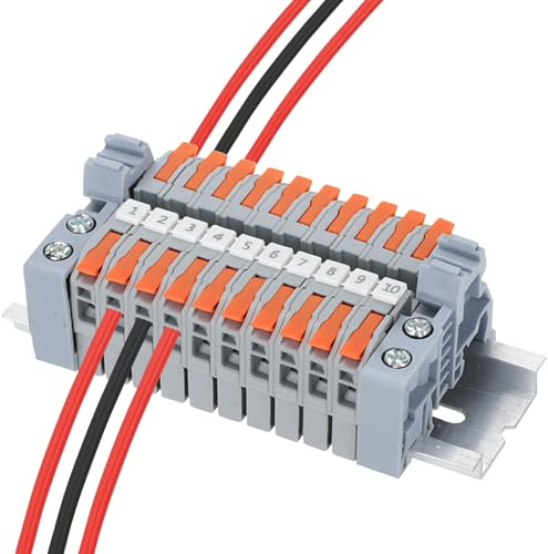 LgCiXli Set di 10 morsettieri DIN su guida | Morsetto a leva senza attrezzi per armadio elettrico e automazione domestica | Sicuro e conduttivo grazie al rame rosso | sezione trasversale 0,5 – 2,5 mm²