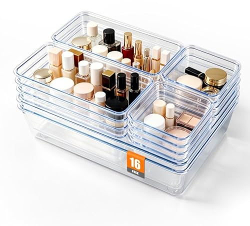 16 Stück Schubladen Organizer, Schminktisch Organizer, Make Up Organizer