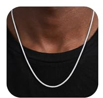 SLOONG Silber Kette Herren 925-2mm Weizen/Venetian Halskette 925 Over Silber Kette Halskette für Männer Schmuck Geschenke für ihn 18 Zoll