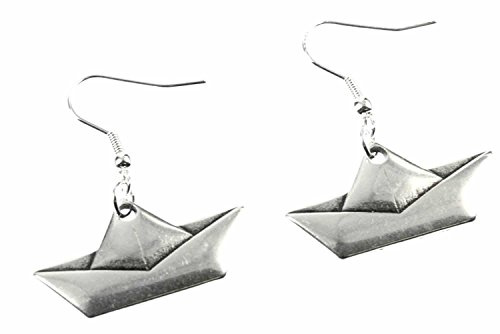 Miniblings Papierschiff Segelschiff Origami Ohrringe silber versilbert | Ohrschmuck, sorgfältig in Berlin gefertigt, mit Boot und Schiff