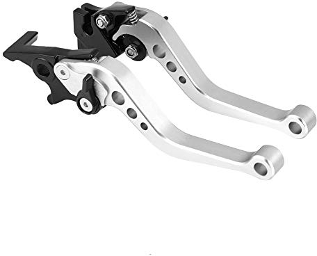 Keenso Motorcycle Brake Lever, 1 Pair Aluminum Alloy 7/8 Motorbike Brake Clutch Lever Motorcycle Clutch Brake Levers Handle 22mm for (Silver)
