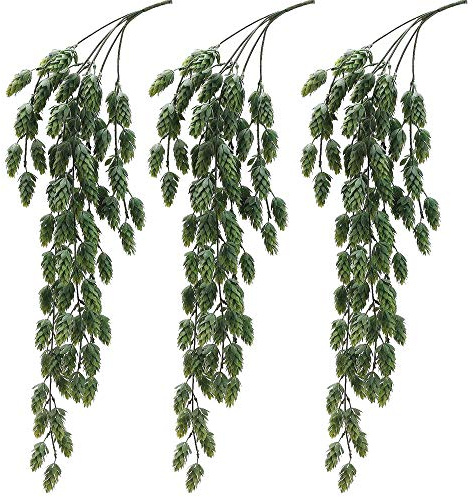 Aisamco 3 Pcs Artificial Hops Flower Vine Garland Plant Fake Hanging Vine Hops Faux hops Artificial Hanging Plants in Frosted Green 29.5 in Length for Indoor Outdoor Front Porch Flower Decor