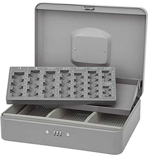 WEDO 149758012 Geldkassette mit Zahlenschloss, mit Scheinfach und herausnehmbarem Münzbrett, 30 x 24 x 9 cm
