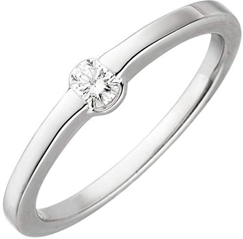 Jobo Damen-Ring aus 14 Karat 585 Weißgold mit Diamant 0,15 ct. Größe 56