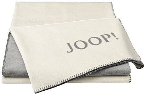 Joop!® Melange-Doubleface, flauschig-weiche Kuscheldecke in Natur-Silber | Wohndecke aus Baumwoll-Mischgewebe, weiße Tagesdecke in Melange-Optik, Sofa-Decke in 150x200 cm, Made in Germany, OEKO-TEX